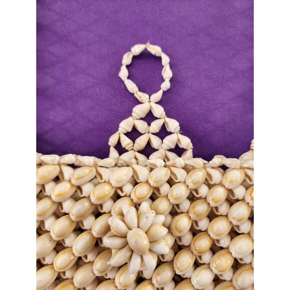 Vtg Unique Handmade Cowrie Seashell Handbag Shoulder Boho Beach Fairy Purse - Picture 8 of 8